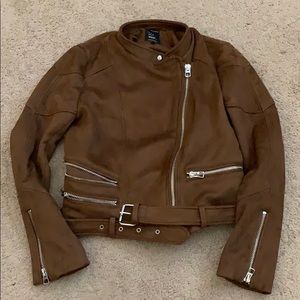 Zara trf_outerwear_ Faux Suede Moto Jacket